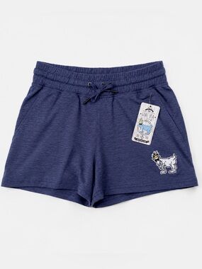 GOAT USA Crown Goat Lounge Shorts NWT Blue Drawstring Zip Pocket Small